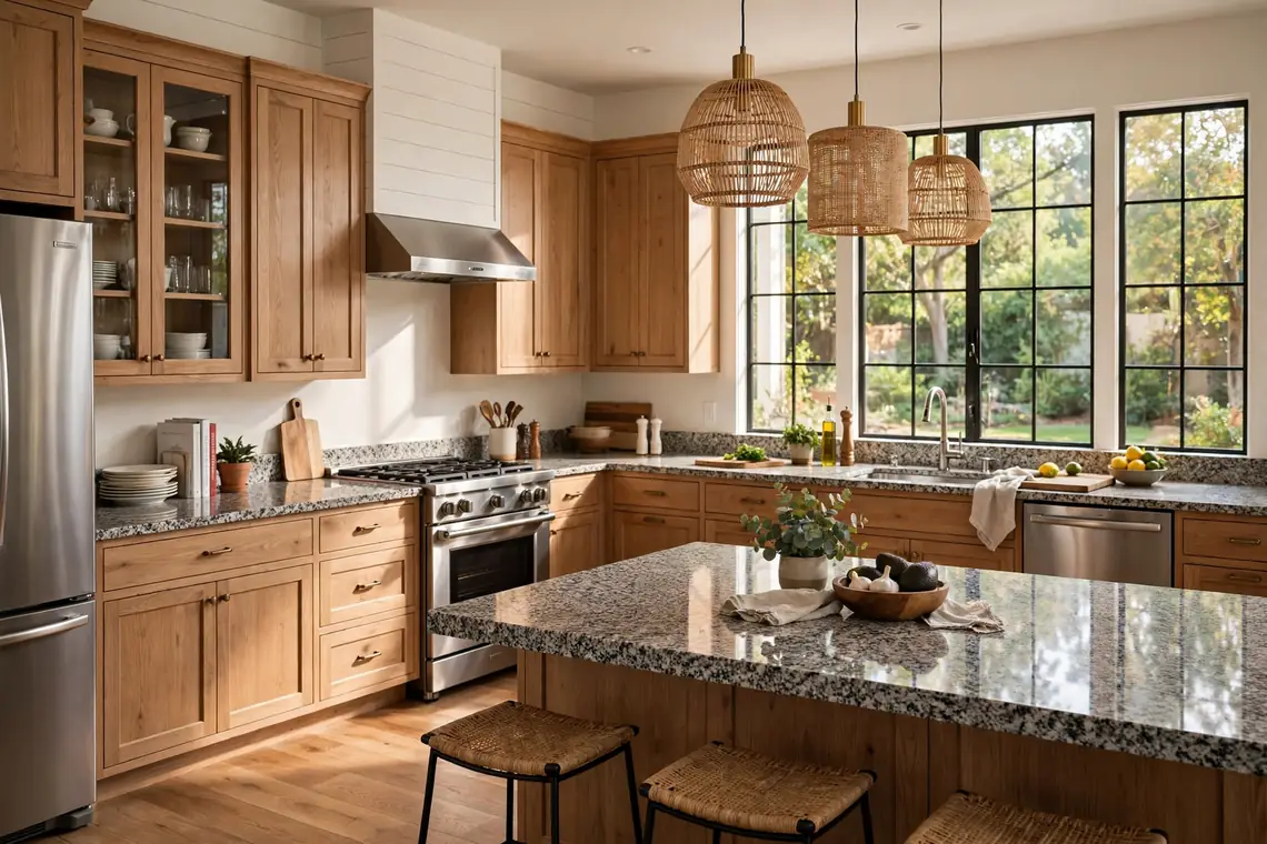 Pie chart showing kitchen remodel cost breakdown: cabinets 35 percent, labor 20 percent, appliances 15 percent, counters 10 percent, other 20 percent